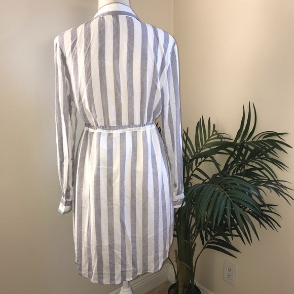Love Notes Stripe Drawstring Shirt Dress M - Picture 4 of 8